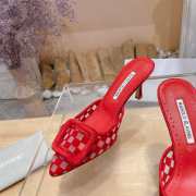 Uubags Manolo Blahnik Maysale Check Buckle Mules In Red 7cm - 3