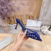 Uubags Manolo Blahnik Maysale Check Buckle Mules In Blue 7cm - 6