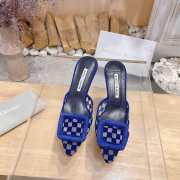 Uubags Manolo Blahnik Maysale Check Buckle Mules In Blue 7cm - 3