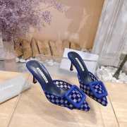 Uubags Manolo Blahnik Maysale Check Buckle Mules In Blue 7cm - 2