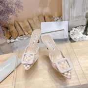 Uubags Manolo Blahnik Maysale Check Buckle Mules In Beige 7cm - 2
