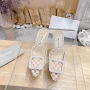 Uubags Manolo Blahnik Maysale Check Buckle Mules In Beige 7cm - 6
