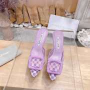 Uubags Manolo Blahnik Maysale Check Buckle Mules In Purple 7cm - 6