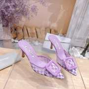 Uubags Manolo Blahnik Maysale Check Buckle Mules In Purple 7cm - 3