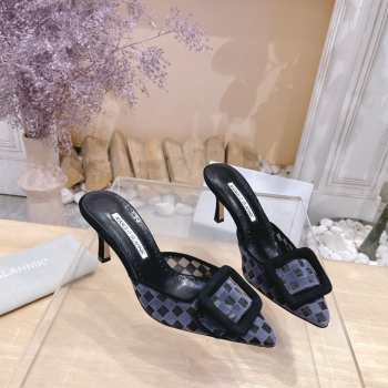 Uubags Manolo Blahnik Maysale Check Buckle Mules 7cm