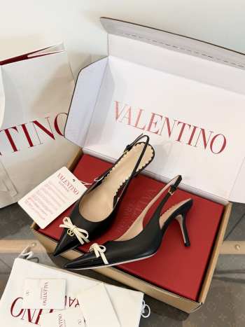 Uubags Valentino Bepointy Slingback Pump In Black/Ivory Patent Leather And Kidskin 8cm