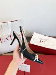 Uubags Valentino Bepointy Slingback Pump In Black/Ivory Patent Leather And Kidskin 8cm - 3