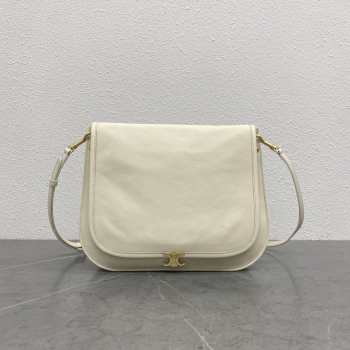 Uubags Celine Soft Triomphe Besace In Supple Shiny Lambskin White Cotton 34x25x13cm