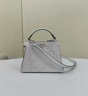 Uubags Fendi Peekaboo ISeeU mini silver leather bag with crystal FF motif 20x11x15cm - 1