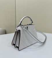 Uubags Fendi Peekaboo ISeeU mini silver leather bag with crystal FF motif 20x11x15cm - 2