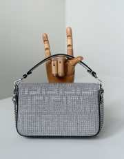 Uubags Fendi Baguette mini silver suede bag with FF in crystals and studs 20x5x13cm - 5