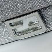 Uubags Fendi Baguette mini silver suede bag with FF in crystals and studs 20x5x13cm - 3