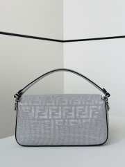 Uubags Fendi Baguette medium silver suede bag with FF in crystals and studs 27x6x15cm  - 6