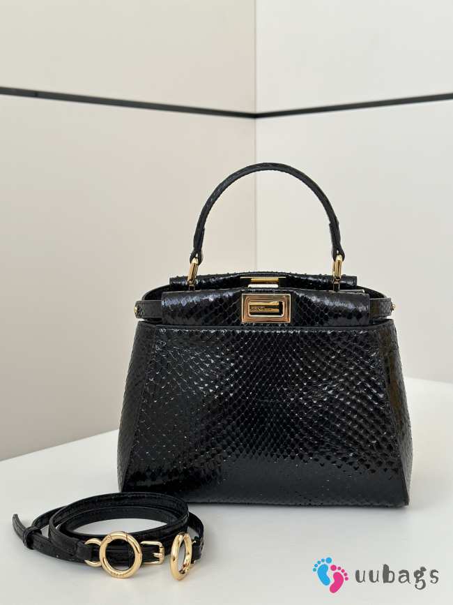 Uubags Fendi mini Peekaboo black python bag 23x12x19cm - 1