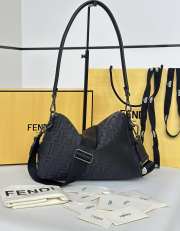 Uubags Squared FF Fendi Lui medium black leather and black FF nylon bag 28x11x19cm - 1