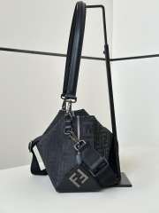 Uubags Squared FF Fendi Lui medium black leather and black FF nylon bag 28x11x19cm - 3