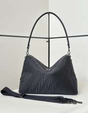 Uubags Squared FF Fendi Lui large black leather and black FF nylon bag 38x13x27cm - 5