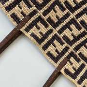 Uubags Fendi small Roll brown FF raffia crochet shopper with pouch 23x15x19.5cm - 5