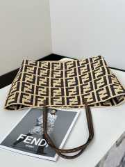 Uubags Fendi Roll large brown FF raffia crochet shopper 35x19.5x32cm - 5