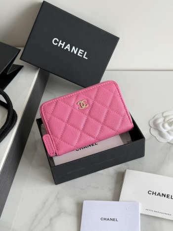 Uubags Chanel Coin Purse Pink Caviar Gold Hardware 25C 12x8x2cm