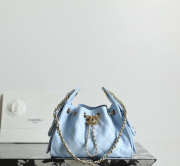 Uubags Chanel 25 mini handbag calfskin with grain effect & gold metallic in sky blue 20x22x12.5cm - 1