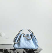 Uubags Chanel 25 mini handbag calfskin with grain effect & gold metallic in sky blue 20x22x12.5cm - 4
