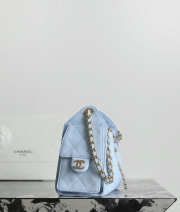Uubags Chanel 25 mini handbag calfskin with grain effect & gold metallic in sky blue 20x22x12.5cm - 5