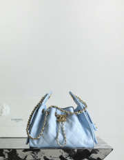 Uubags Chanel 25 mini handbag calfskin with grain effect & gold metallic in sky blue 20x22x12.5cm - 6