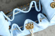 Uubags Chanel 25 mini handbag calfskin with grain effect & gold metallic in sky blue 20x22x12.5cm - 2