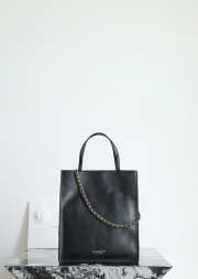 Uubags Chanel small shopping bag calfskin and gold-colored metal in black 28.5x23.5x9.5cm - 4