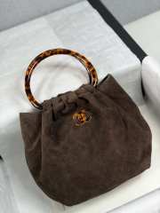 Uubags Chanel mini pouch in brown suede with gold metal 12x5x9cm - 6