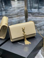 Uubags YSL Kate Small Tassel Bag In Grain De Poudre Embossed Leather Beige 24x14.5x5cm - 3