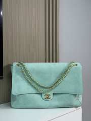 Uubags Chanel Maxi Flap bag Suede Calfskin & Gold-Tone Metal In Pastel Green 19.5x32x10cm - 1