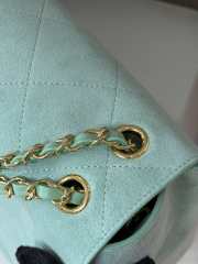 Uubags Chanel Maxi Flap bag Suede Calfskin & Gold-Tone Metal In Pastel Green 19.5x32x10cm - 6
