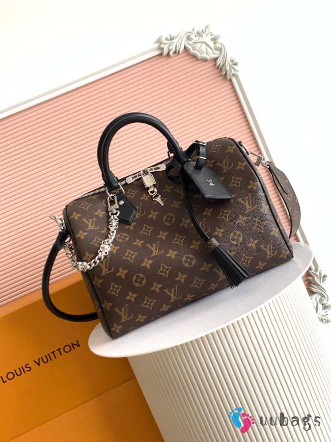 Uubags Louis Vuitton M12243 Speedy Soft 30 Dark Bag Monogram Black 30x21x17cm - 1