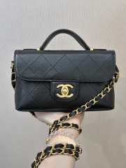 Uubags Chanel Small 25K Black Gold Caviar Leather Flap Bag 19.5x12x5.5cm - 1