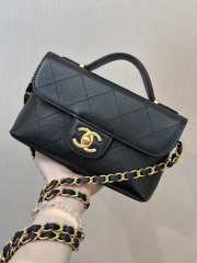 Uubags Chanel Small 25K Black Gold Caviar Leather Flap Bag 19.5x12x5.5cm - 3