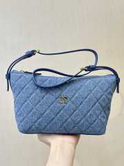 Uubags Chanel Clutch With Leather Strap In Denim & Gold Metal Blue 14x26x8.5cm - 1
