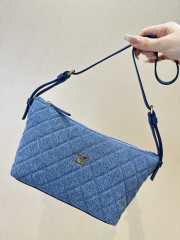 Uubags Chanel Clutch With Leather Strap In Denim & Gold Metal Blue 14x26x8.5cm - 6
