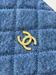 Uubags Chanel Clutch With Leather Strap In Denim & Gold Metal Blue 14x26x8.5cm - 3