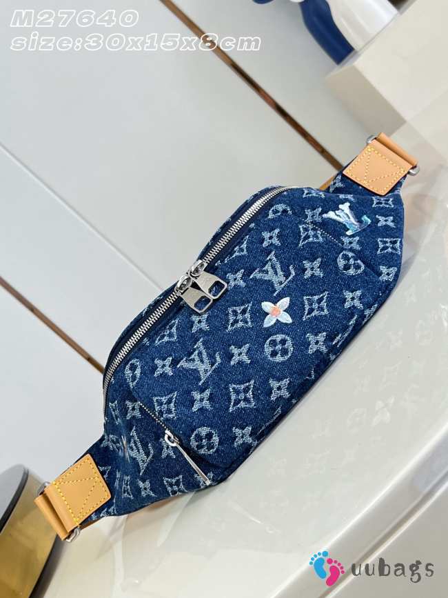 Uubags Louis Vuitton M27640 Rush Bumbag Blue Monogram Flowers Denim 30x15x8cm - 1