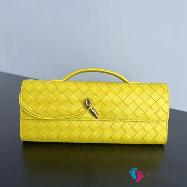 Uubags Bottega Veneta Andiamo Clutch In Yellow With Intrecciato Pattern 31x13x3cm - 1