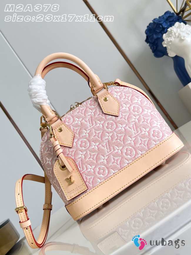Uubags Louis Vuitton M2A378 Alma BB Bag Monogram Emblème Rose Ruban Color 23.5x17.5x11.5cm - 1