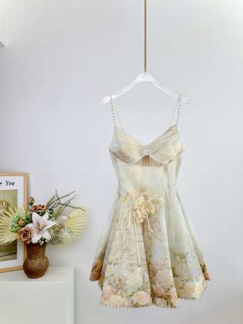 Uubags Zimmermann Memento Embroidered Mini Dress in Floral Pansy Dress