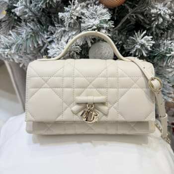 Uubags My Tender Dior Top Handle Mini Bag Latte Macro Cannage Lambskin 21x11.5x7cm