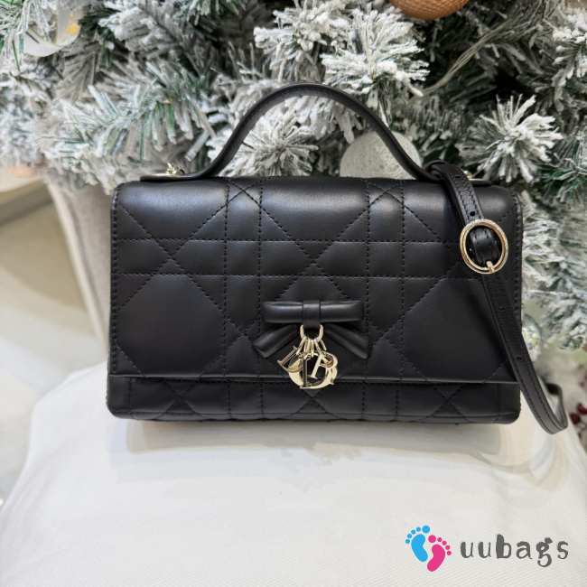 Uubags My Tender Dior Top Handle Mini Bag Black Macro Cannage Lambskin 21x11.5x7cm - 1
