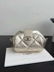 Uubags Chanel 25A Gold Metallic Lambskin Quilted Cuff Bag Aged Gold Hardware 11x23x14cm - 6