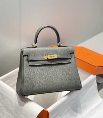 Uubags Hermes Kelly 20cm Bag In OL Gris Meyer Togo Leather 20cm