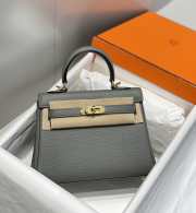 Uubags Hermes Kelly 20cm Bag In OL Gris Meyer Togo Leather 20cm - 3