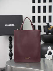 Uubags Chanel Small Shopping Bag In Calfskin And Gold-colored Metal Dark Red Wine 28.5x23.5x9.5cm - 4